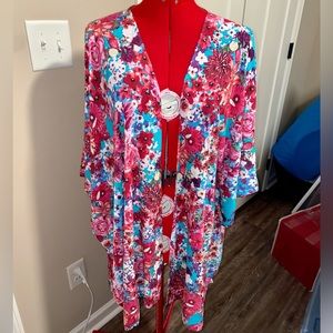 UMGEE FLORAL KIMONO SLEEVE SCARF WRAP JACKET SMALL TUNIC CARDIGAN DUSTER